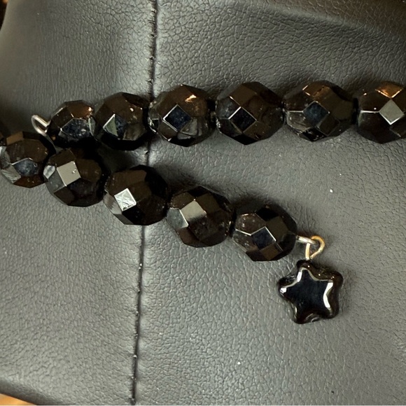 Art Deco Style Black Beaded Choker Rose Quartz Wedding Cake Beads Antique Button - Picture 6 of 11